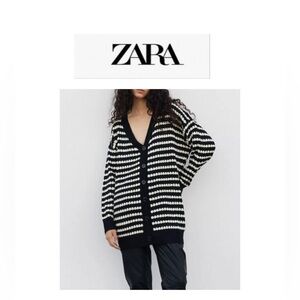 Zara Women's Multicolor Stripes Button-Up Cardigan L